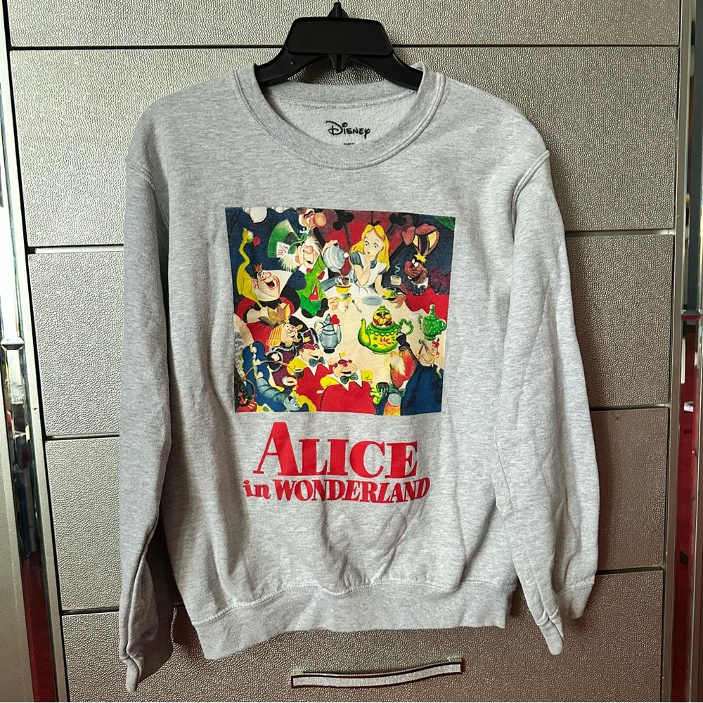 Disney Gray Crewneck Alice in Wonderland Sweater